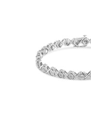 .925 Sterling Silver 1/10 cttw Miracle-Set Round-Cut Diamond "X" Link Tennis Bracelet
