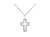 .925 Sterling Silver 1/10 Cttw Pave-Set Round-Cut Diamond Open Cross 18" Pendant Necklace - White