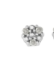 .925 Sterling Silver 1/10 cttw Prong Set Round-Cut Trio Diamond Stud Earrings - Silver