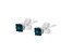 .925 Sterling Silver 1/10 Cttw Round Brilliant-Cut Blue Diamond Miracle-Set Stud Earrings