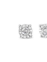 .925 Sterling Silver 1/10 Cttw Round Brilliant-Cut Diamond Miracle-Set Stud Earrings