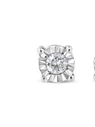 .925 Sterling Silver 1/10 Cttw Round Brilliant-Cut Diamond Miracle-Set Stud Earrings - White