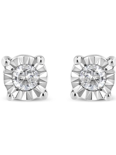 Haus of Brilliance .925 Sterling Silver 1/10 Cttw Round Brilliant-Cut Diamond Miracle-Set Stud Earrings product