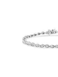.925 Sterling Silver 1/10 Cttw Round-Cut Diamond Pear Link 7.25" Bracelet - Sterling Silver