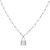.925 Sterling Silver 1/10 Cttw Round Diamond Lock Pendant 18" Paperclip Chin Necklace