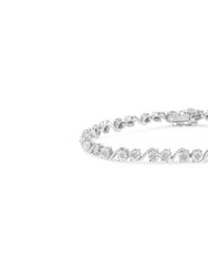 .925 Sterling Silver 1/10 Cttw Round Diamond "S" Link Miracle Plate Tennis Bracelet - Silver