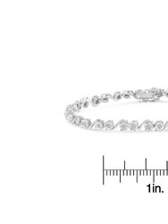 .925 Sterling Silver 1/10 Cttw Round Diamond "S" Link Miracle Plate Tennis Bracelet