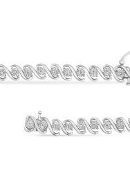 .925 Sterling Silver 1/10 Cttw Round Miracle-Set Diamond "S" Tennis Bracelet - I-J Color, I2-I3 Clarity - 7.25"