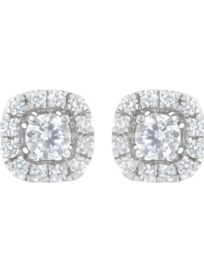 Haus of Brilliance .925 Sterling Silver 1/2 cttw Brilliant Round-Cut Diamond Solitaire with Halo Stud Earring product
