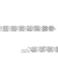 .925 Sterling Silver 1/2 Cttw Diamond 7 Stone Floral Cluster Link Bracelet - I-J Color, I2-I3 Clarity - 7.25"