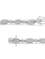 .925 Sterling Silver 1/2 Cttw Diamond Alternating Marquise And Starburst Shaped Link Bracelet - I-J Color, I2-I3 Clarity - 7.25"