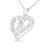 .925 Sterling Silver 1/2 Cttw Diamond Double Row Openwork Heart Pendant 18" Necklace