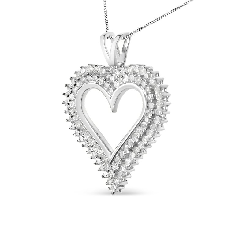 .925 Sterling Silver 1/2 Cttw Diamond Heart 18" Pendant Necklace