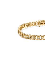 .925 Sterling Silver 1/2 Cttw Diamond Miracle-Set Double Swoosh Wave Style 7" Tennis Bracelet - Gold