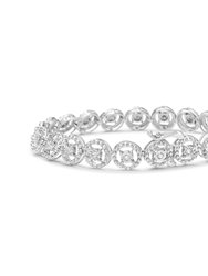 .925 Sterling Silver 1/2 Cttw Diamond Nested Circle Miracle Set Open Wheel 7.25" Fashion Link Bracelet - I-J Color, I3 Clarity