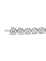 .925 Sterling Silver 1/2 Cttw Diamond Nested Circle Miracle Set Open Wheel 7.25" Fashion Link Bracelet - I-J Color, I3 Clarity