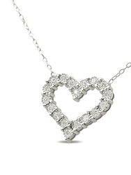 .925 Sterling Silver 1/2 Cttw Diamond Open Heart 18" Pendant Necklace - I-J Color, I2-I3 Clarity