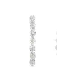 .925 Sterling Silver 1/2 Cttw Miracle-Set Diamond 7 Stone Hoop Earrings - White