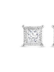 .925 Sterling Silver 1/2 Cttw Princess-cut Diamond Stud Earring - Silver
