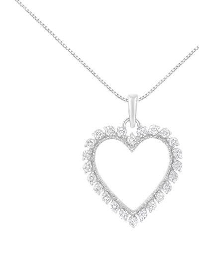 Haus of Brilliance .925 Sterling Silver 1/2 Cttw Prong Set Diamond Encrusted Open Heart 18" Pendant Necklace - I-J Color, I1-I2 Clarity product