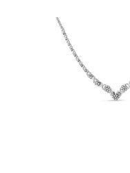 .925 Sterling Silver 1/2 cttw Prong Set Round Diamond Graduated Cluster and Heart Center 18" Statement Necklace - White