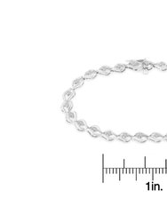 .925 Sterling Silver 1/2 Cttw Rose Cut Diamond Almond Shape Link Tennis Bracelet