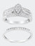 .925 Sterling Silver 1/2 Cttw Round and Baguette-Cut Diamond Engagement Bridal Set - White