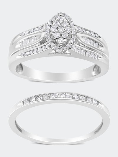 Haus of Brilliance .925 Sterling Silver 1/2 Cttw Round and Baguette-Cut Diamond Engagement Bridal Set product