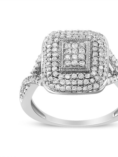Haus of Brilliance .925 Sterling Silver 1/2 Cttw Round-Cut Diamond Cluster Cushion Ring (I-J , I1-I2) - Size 7 product