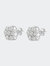.925 Sterling Silver 1/2 Cttw Round-Cut Diamond Miracle-Set Floral Cluster Button Stud Earrings