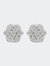 .925 Sterling Silver 1/2 Cttw Round-Cut Diamond Miracle-Set Floral Cluster Button Stud Earrings - White