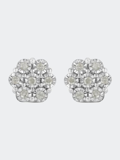 Haus of Brilliance .925 Sterling Silver 1/2 Cttw Round-Cut Diamond Miracle-Set Floral Cluster Button Stud Earrings product