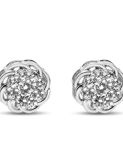 Haus of Brilliance .925 Sterling Silver 1/2 Cttw Round Diamond Cluster Openwork Floral Halo Stud Earrings - I1-I2 Clarity, I-J Color product