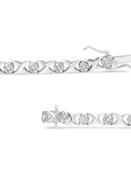 .925 Sterling Silver 1/2 Cttw Round Diamond Cluster X-Link Bracelet - I-J Color, I1-I2 Clarity - 7.25"