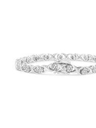 .925 Sterling Silver 1/2 Cttw Round Diamond Cluster X-Link Bracelet - I-J Color, I1-I2 Clarity - 7.25"