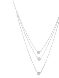 .925 Sterling Silver 1/2 Cttw Round Diamond Medallion Multi-Strand Tri Pendant 18" Necklace - H-I Color, I2-I3 Clarity