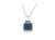 .925 Sterling Silver 1/2 cttw Treated Blue Diamond Block Pendant Necklace