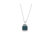 .925 Sterling Silver 1/2 cttw Treated Blue Diamond Block Pendant Necklace - White