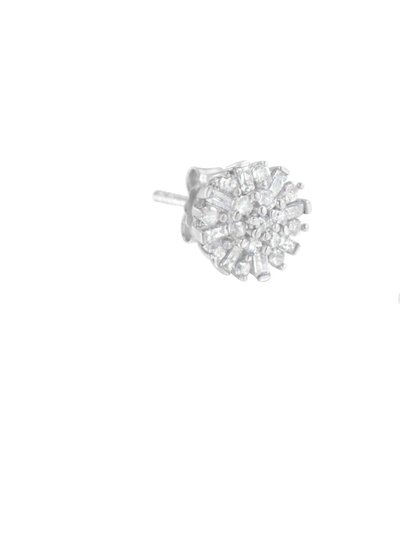 Haus of Brilliance .925 Sterling Silver 1/2 Round And Baguette Diamond Sunburst Floral Cluster Stud Earrings product