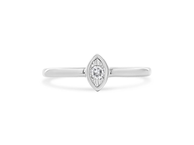 .925 Sterling Silver 1/20 Carat Diamond Teardrop Pear-Shaped Miracle Set Petite Fashion Promise Ring - White