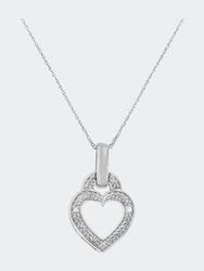 .925 Sterling Silver 1/20 cttw Round Cut Diamond Heart Pendant Necklace -  Sterling Silver