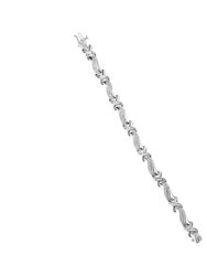 .925 Sterling Silver 1 3/4 Cttw Diamond Wave And X Link Tennis Bracelet (I-J Color, I3 Clarity)