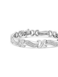 .925 Sterling Silver 1 3/4 Cttw Diamond Wave And X Link Tennis Bracelet (I-J Color, I3 Clarity) - Silver