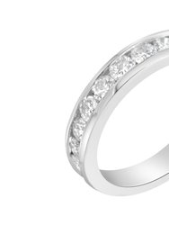 .925 Sterling Silver 1/3 Cttw Baguette Cut Diamond Channel Set Stackable Wedding Ring - White