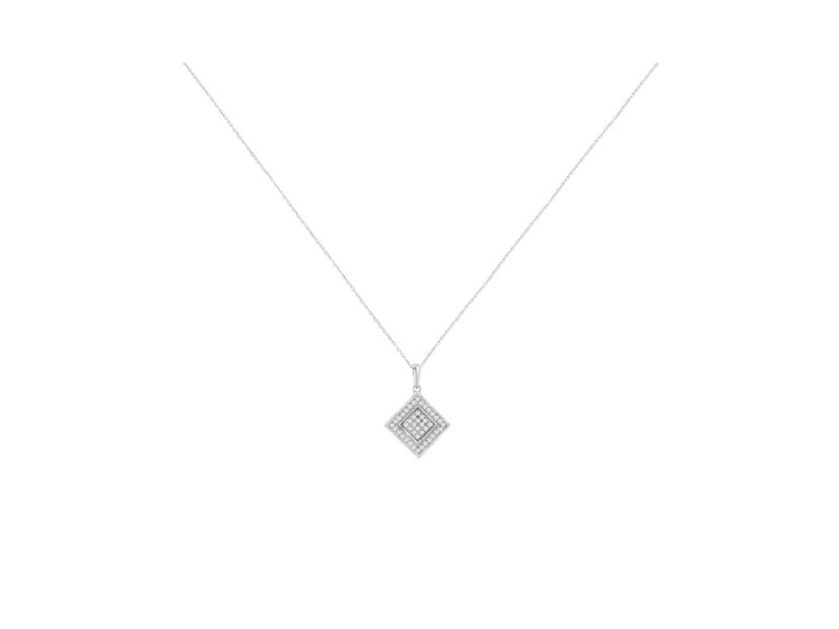 .925 Sterling Silver 1/3 cttw Diamond Rhombus Shaped 18" Pendant Necklace