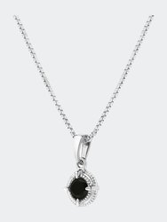 .925 Sterling Silver 1/3 Cttw Diamond Solitaire 18" Milgrain Pendant Necklace