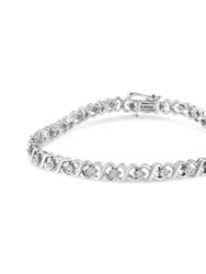 .925 Sterling Silver 1/3 Cttw Miracle Plate Round-Cut Diamond Infinity Link Bracelet - I-J Color, I3 Clarity - Size 7.25" - Silver