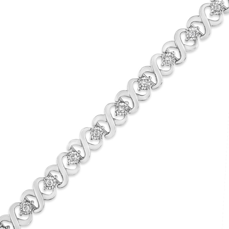 .925 Sterling Silver 1/3 Cttw Miracle Plate Round-Cut Diamond Infinity Link Bracelet - I-J Color, I3 Clarity - Size 7.25"