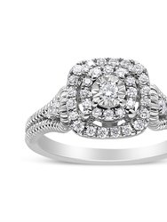 .925 Sterling Silver 1/3 Cttw Miracle Set Round-Cut Diamond Cocktail Ring - H-I Color, I1-I2 Clarity - Size 6 - Silver