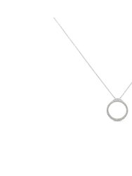 .925 Sterling Silver 1/3 Cttw Round-cut Diamond Open Circle Halo 18" Pendant Necklace